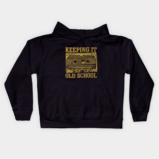 Keeping It Old School Cassette Tape Kids Hoodie by UNDERGROUNDROOTS